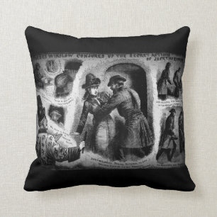 Jack the Ripper Illust Police News Throw Pillow