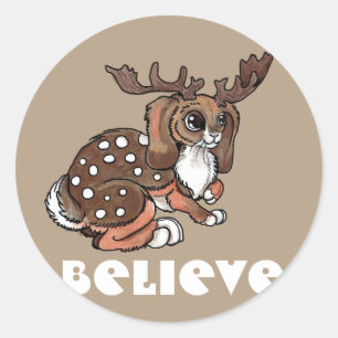 Jackalope "Believe" Classic Round Sticker