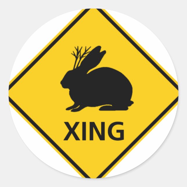 Jackalope Crossing Highway Sign Classic Round Sticker (Front)