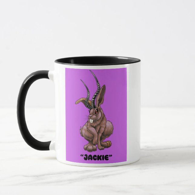 Jackalope “Jackie” Cryptid coffee mug (Left)