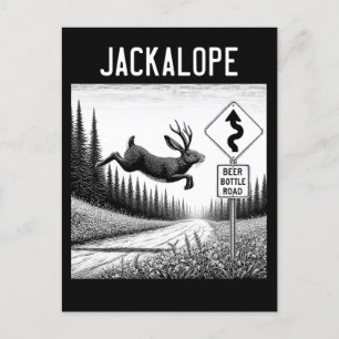 Jackalope Jumping Across An Old Dirt Road Postcard
