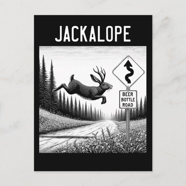 Jackalope Jumping Across An Old Dirt Road Postcard (Front)