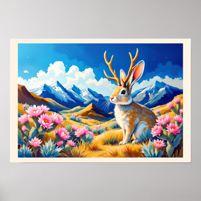 Jackalope Mountain Desert Just for Fun Poster (Front)