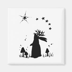 Jackalope Night - B&W Magnet