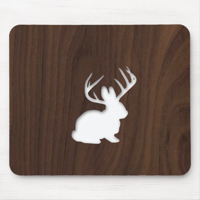 Jackalope on Dark Brown Wood Mouse Pad (Front)