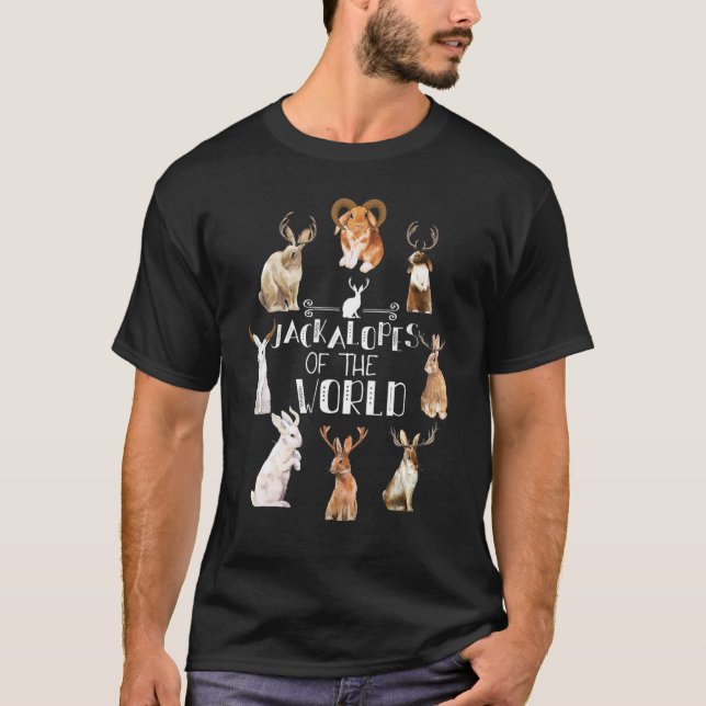 Jackalope T-shirt Cryptozoology Camping Rabbit Bun (Front)