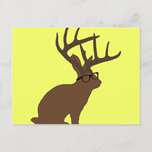 jackalope with glasses postcard