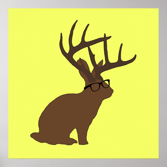 jackalope with glasses poster (Front)