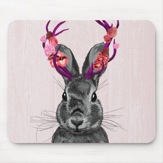 Jackalope with Pink Antlers 2 Mouse Pad (Front)