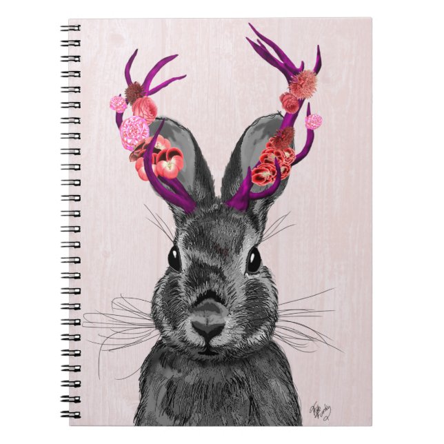 Jackalope with Pink Antlers 2 Notebook (Front)