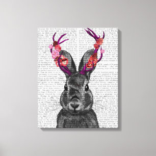 Jackalope with Pink Antlers Canvas Print