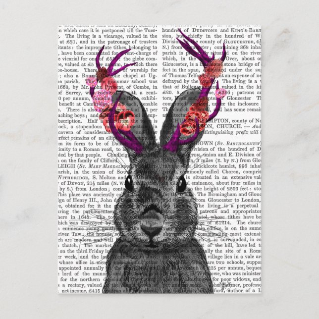 Jackalope with Pink Antlers Postcard (Front)
