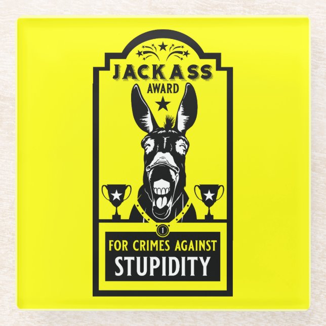 Jackass Award Glass Coaster (Front)