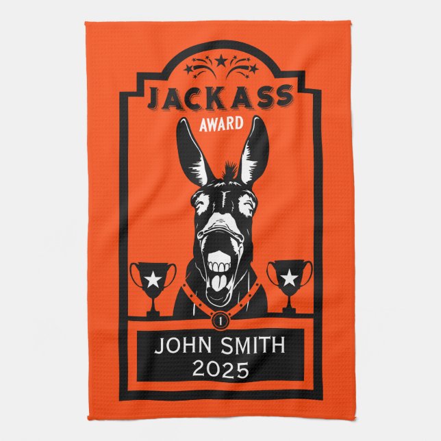 Jackass Award Tea Towel (Vertical)