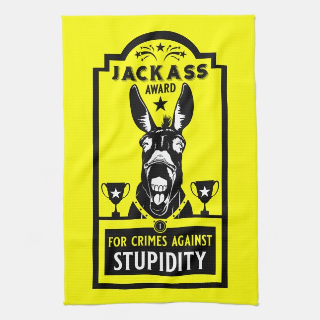 Jackass Award Tea Towel (Vertical)