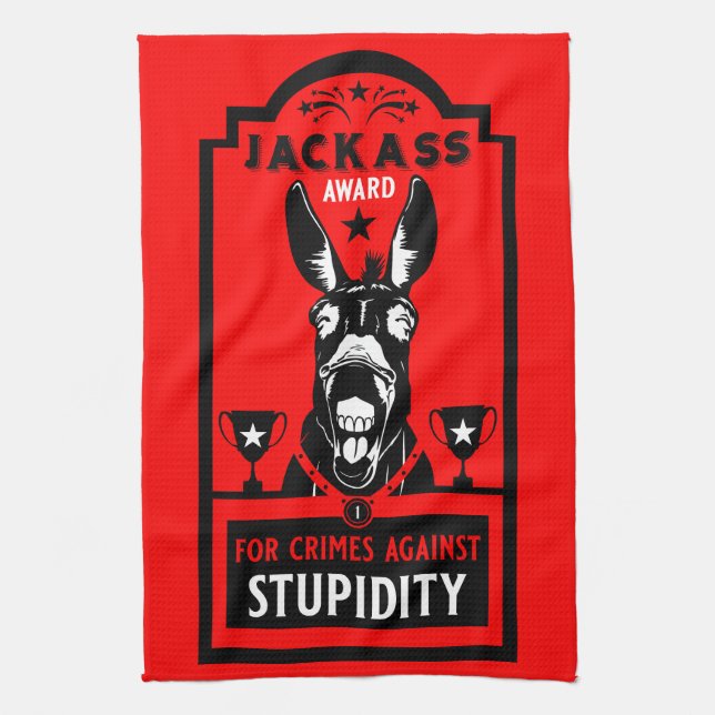 Jackass Award Tea Towel (Vertical)