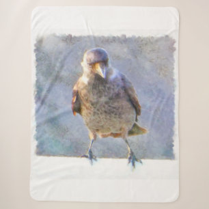 Jackdaw Watercolor Sherpa Blanket