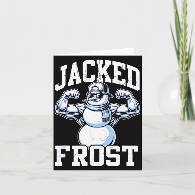 Jacked Frost Muscular Snowman Vintage Gym  Card (Front)