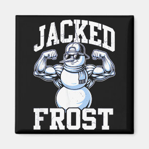 Jacked Frost Muscular Snowman Vintage Gym Magnet