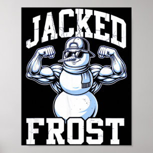Jacked Frost Muscular Snowman Vintage Gym  Poster