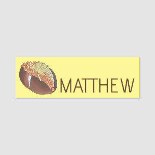 Jacket Baked Potato Beans Cheese UK British Food Name Tag
