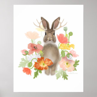 Jackolope Poppies Poster