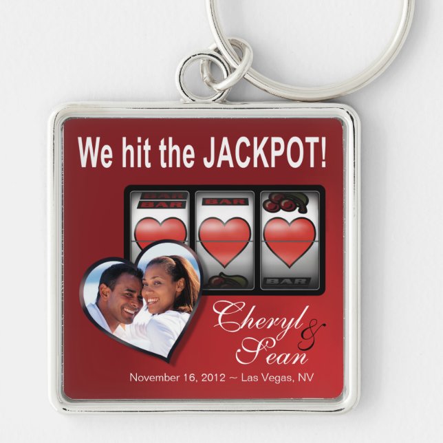 Jackpot Hearts We're Doing It In Vegas Photo Key Ring (Front)