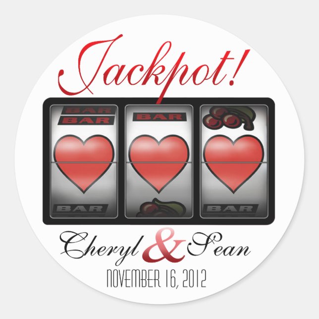 Jackpot Hearts We're Doing It In Vegas (Small) Classic Round Sticker (Front)