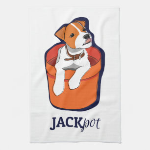 "Jackpot" Jack Russell Terrier Tea Towel