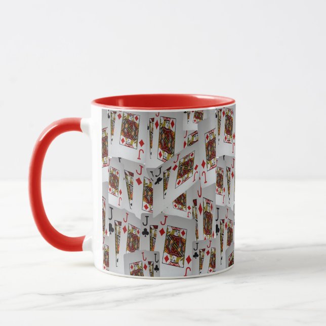 Jacks, Poker Cards, Red Combo Coffee Mug (Left)