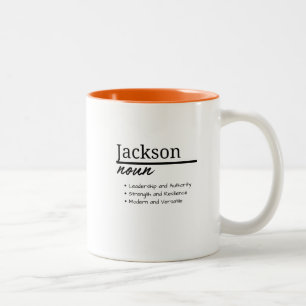Jackson, Boy Personalised Name Definition Two-Tone Coffee Mug