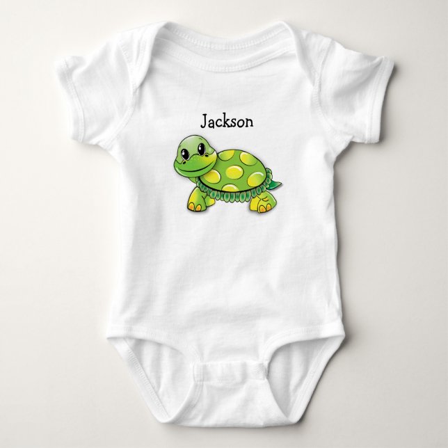 "Jackson" Cute Turtle Baby Tee, Personalise it! Bodysuit (Front)