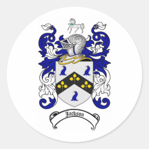 JACKSON FAMILY CREST -  JACKSON COAT OF ARMS CLASSIC ROUND STICKER