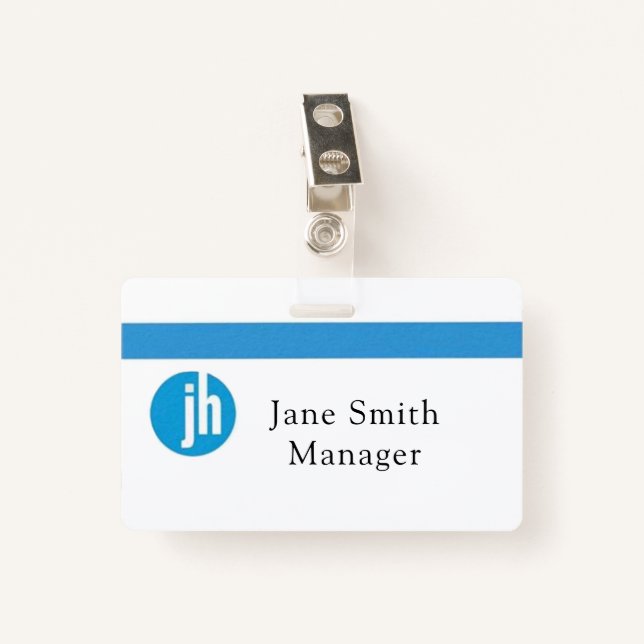 Jackson Hewitt Blue Monogram ID Badge (Front with Clip)