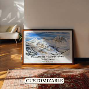 Jackson Hole Mountain Resort Wyoming, Watercolor Poster