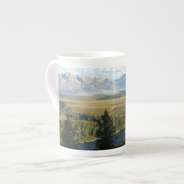 Jackson Hole Mountains and River Bone China Mug (Front Left)