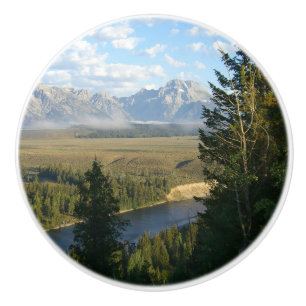 Jackson Hole Mountains and River Ceramic Knob