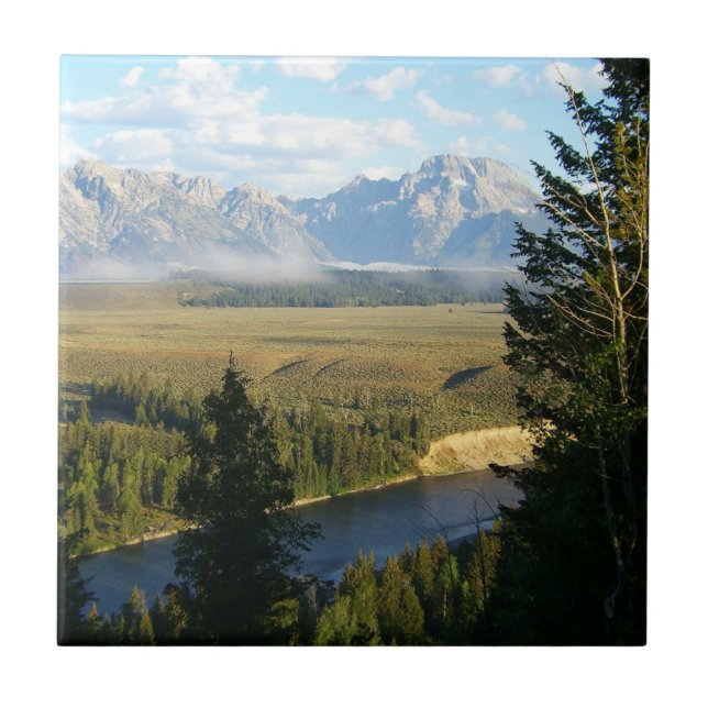 Jackson Hole Mountains and River Ceramic Tile (Front)