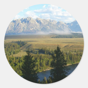 Jackson Hole Mountains and River Classic Round Sticker