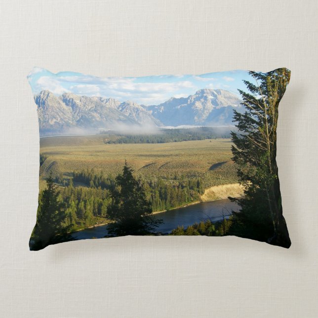 Jackson Hole Mountains and River Decorative Cushion (Front)