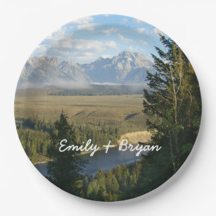 Jackson Hole Mountains and River Paper Plate