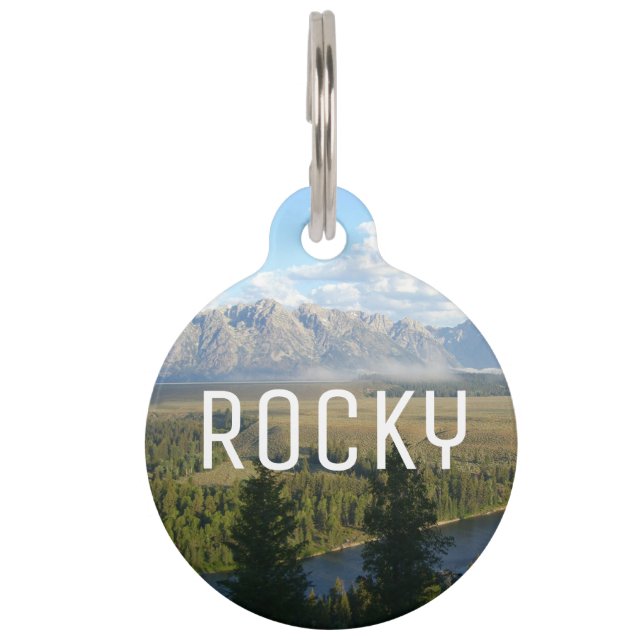 Jackson Hole Mountains and River Pet Tag (Front)