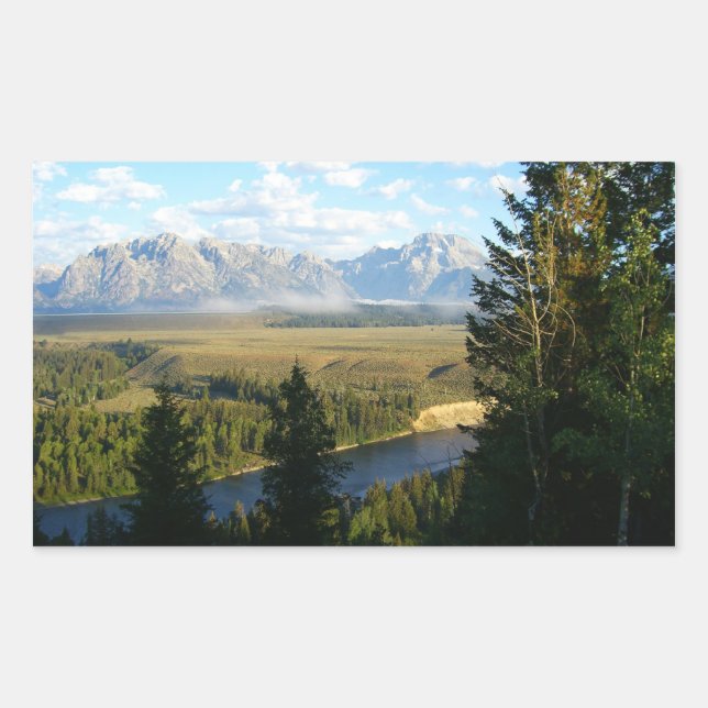 Jackson Hole Mountains and River Rectangular Sticker (Front)