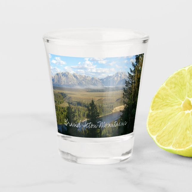 Jackson Hole Mountains and River Shot Glass (Front)
