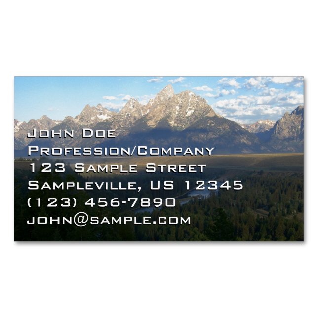 Jackson Hole Mountains (Grand Teton National Park) Magnetic Business Card (Front)