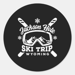 Jackson Hole Ski Trip Wyoming Vacation Group Snow Classic Round Sticker