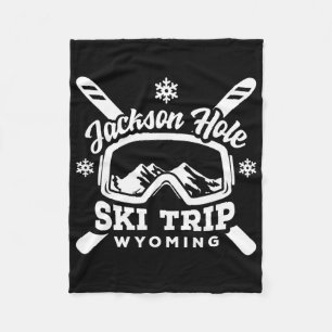 Jackson Hole Ski Trip Wyoming Vacation Group Snow Fleece Blanket