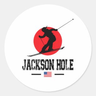 Jackson Hole Usa Ski Resort Rocky Mountains Americ Classic Round Sticker