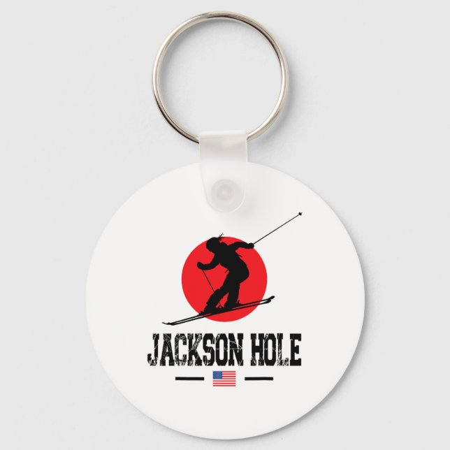 Jackson Hole Usa Ski Resort Rocky Mountains Americ Key Ring (Front)