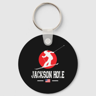 Jackson Hole Usa Ski Resort Rocky Mountains Americ Key Ring